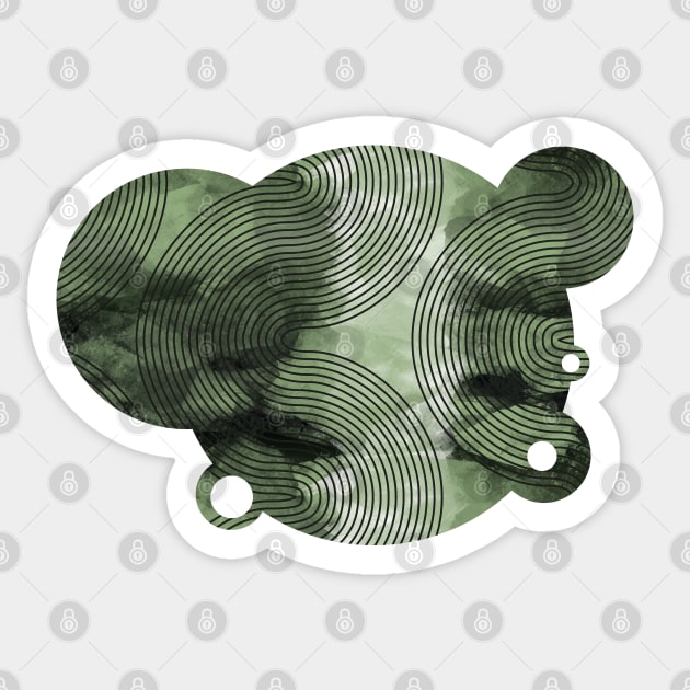 Black curves on green blob Sticker by kobyakov